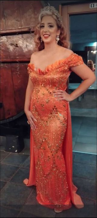 Vestido fiesta largo coral