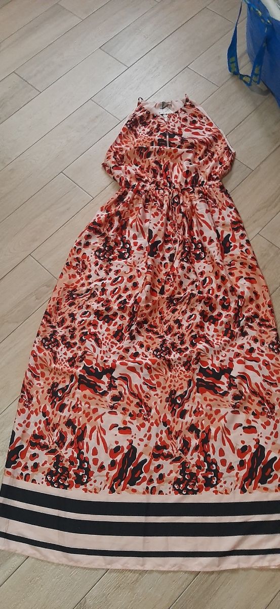 Vestito lungo estivo rosa e rosso