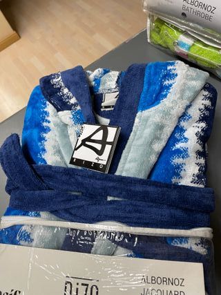Albornoz Jacquard | Bata de baño azul