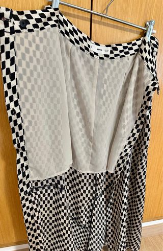 Falda estampadaMango S - cuadros blanco y negro 