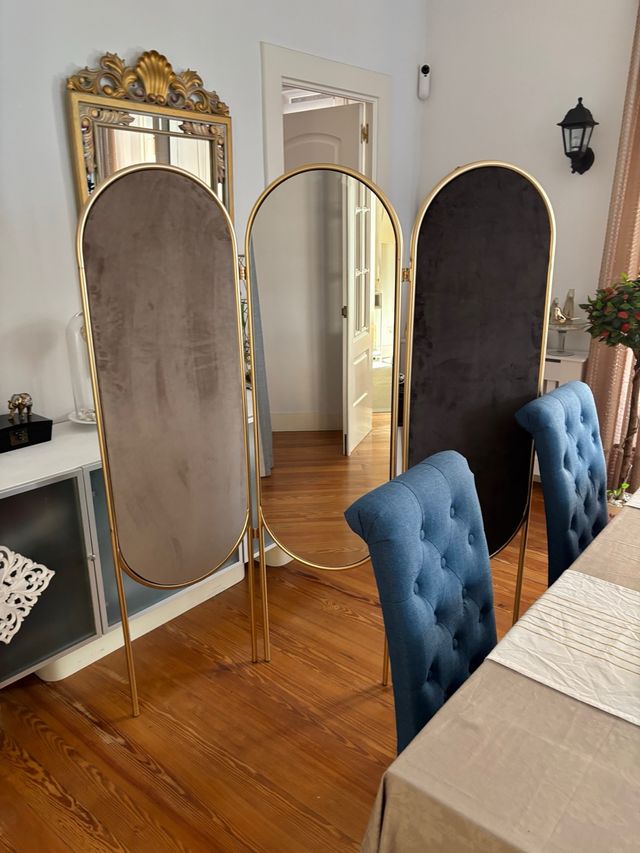 Biombo dorado 3 hojas - Espejo. REBAJADO