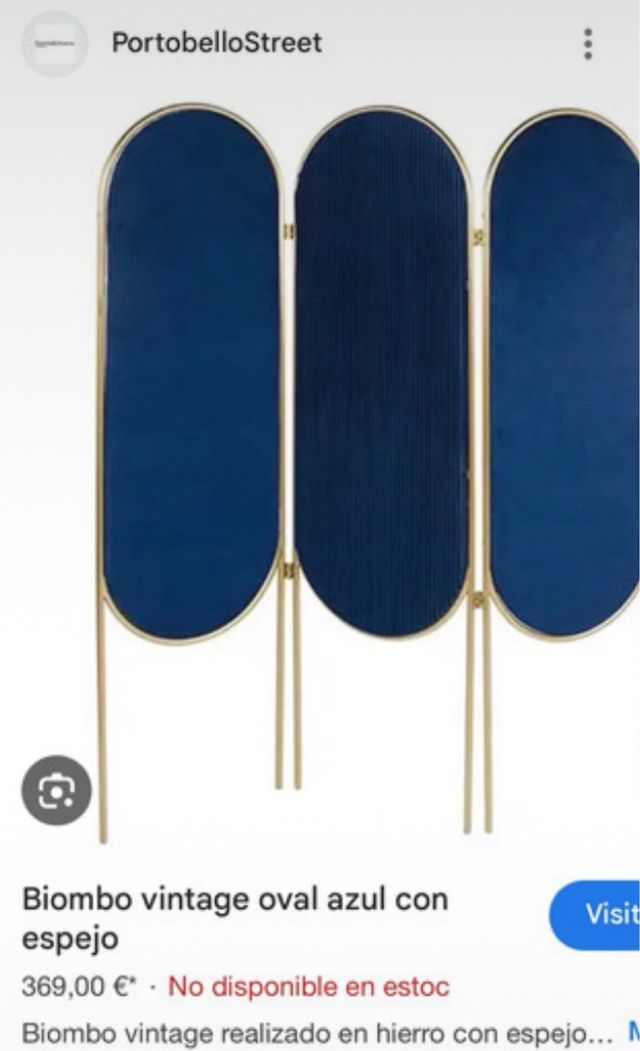 Biombo dorado 3 hojas - Espejo. REBAJADO