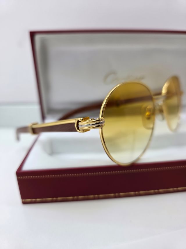 Cartier Vintage Bubinga Bagatelle Occhiali Gold