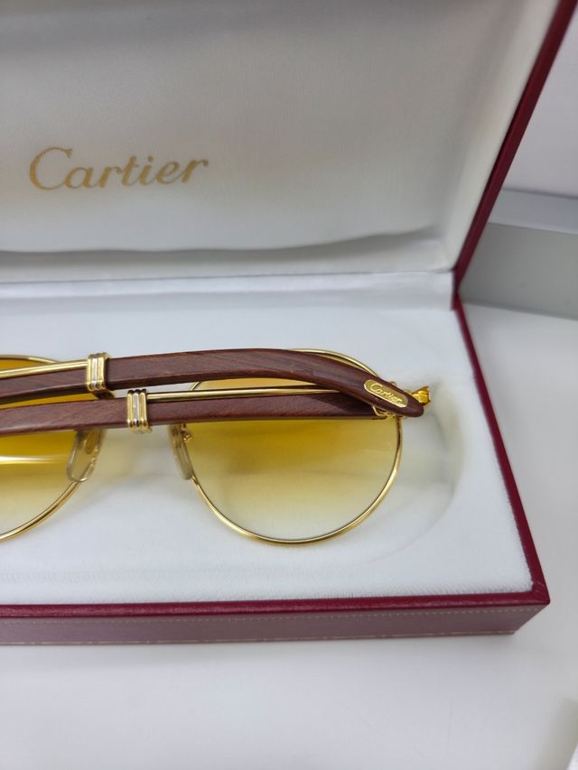 Cartier Vintage Bubinga Bagatelle Occhiali Gold