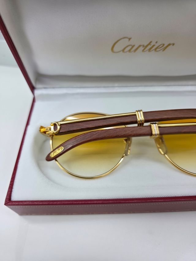 Cartier Vintage Bubinga Bagatelle Occhiali Gold