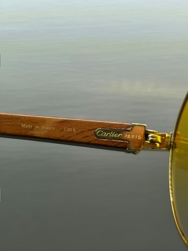 Cartier Vintage Bubinga Bagatelle Occhiali Gold