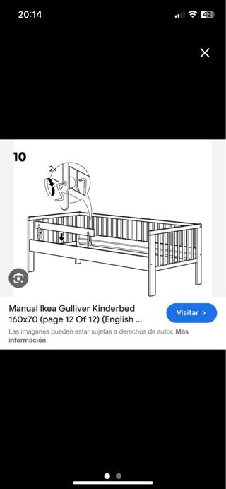 Cama infantil blanca con barreras de Ikea gulliver