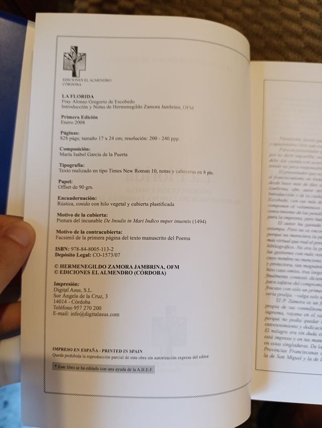 La Florida de Fray Alonso Gregorio de Escobedo