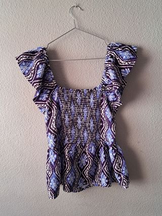 Blusa Sfera azul y morada estampada