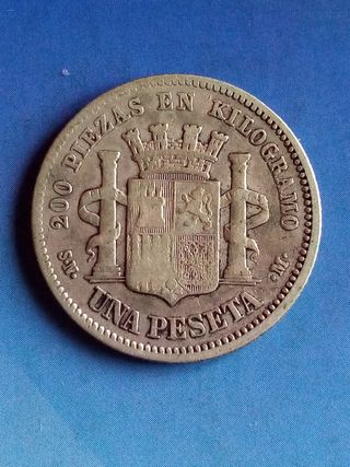 Moneda de plata 1 peseta 1869