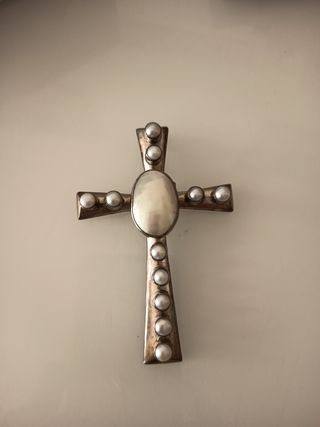 Cruz plata perlas | Joya vintage