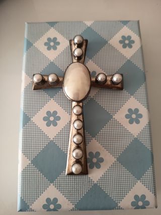 Cruz plata perlas | Joya vintage