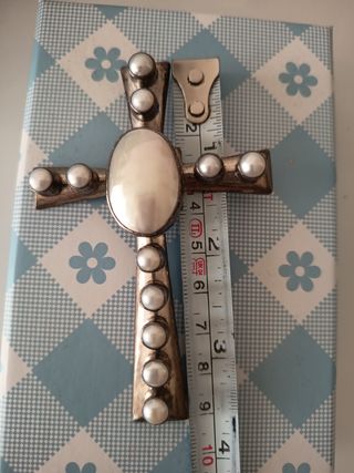 Cruz plata perlas | Joya vintage