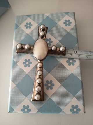 Cruz plata perlas | Joya vintage