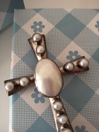 Cruz plata perlas | Joya vintage