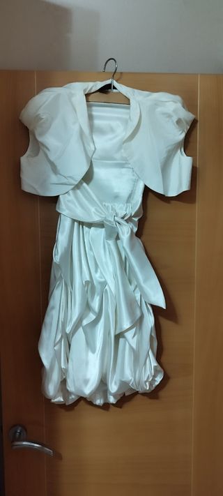 Vestido fiesta niña blanco roto talla S