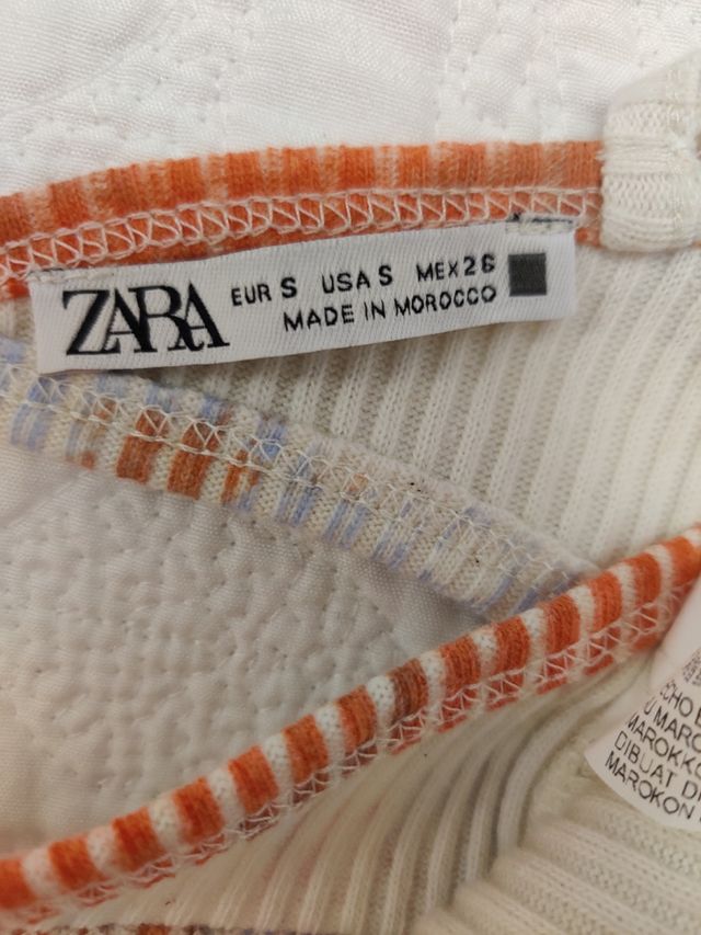 Top Zara tie-dye coral-azul y blanco con tirantes 