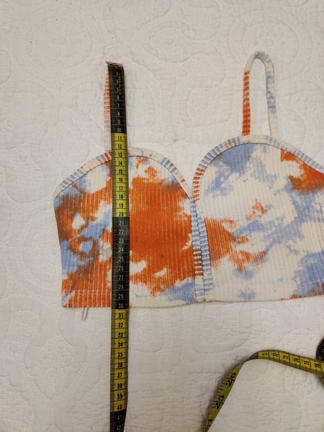 Top Zara tie-dye coral-azul y blanco con tirantes 