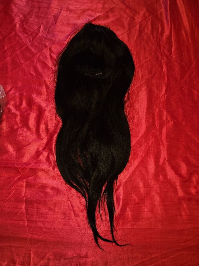 Peluca negra larga de fibra Kanekalon flequillo