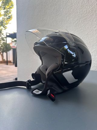 Casco moto negro talla S y guantes negros/rosas S