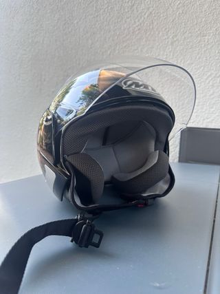 Casco moto negro talla S y guantes negros/rosas S