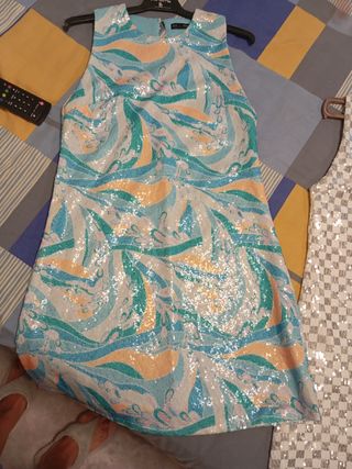 Vestido lentejuelas multicolor talla S