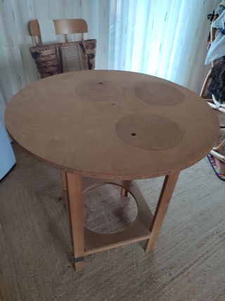 Mesa camilla redonda 70cm. Madera. Sin textil . 