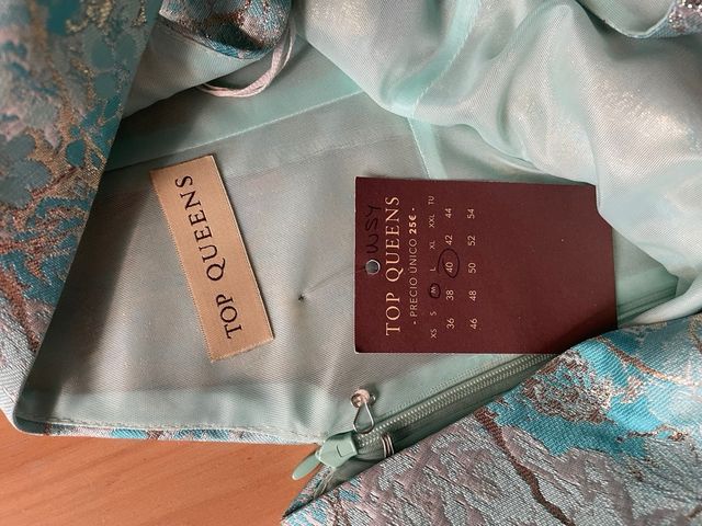 Vestido fiesta Top Queens dorado-turquesa