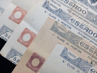 Lote antiguo Papel del Estado con sellos fiscales