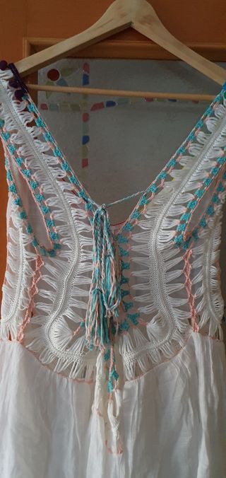 Vestido playero blanco- multicolor