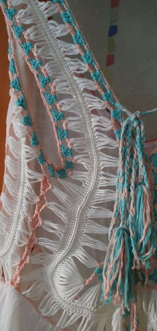 Vestido playero blanco- multicolor