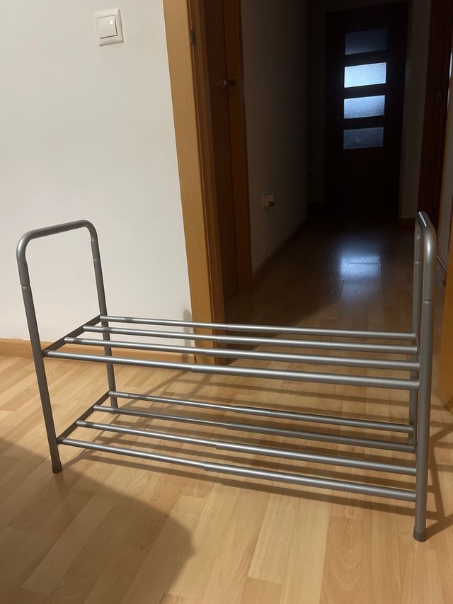 Zapatero metálico plateado - 2 pisos