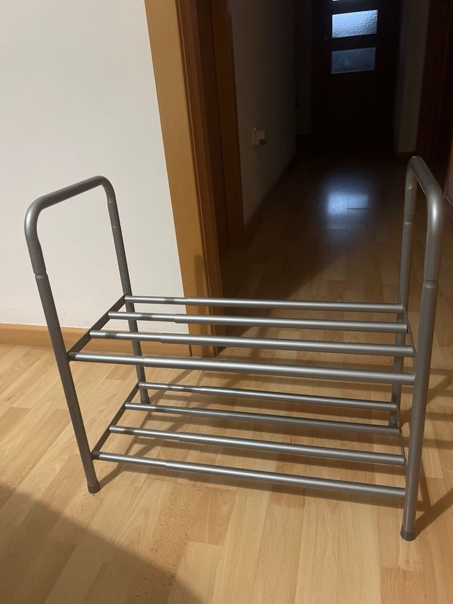 Zapatero metálico plateado - 2 pisos