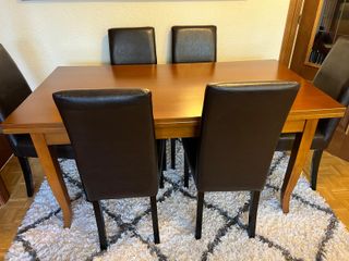 Mesa comedor madera + 6 sillas