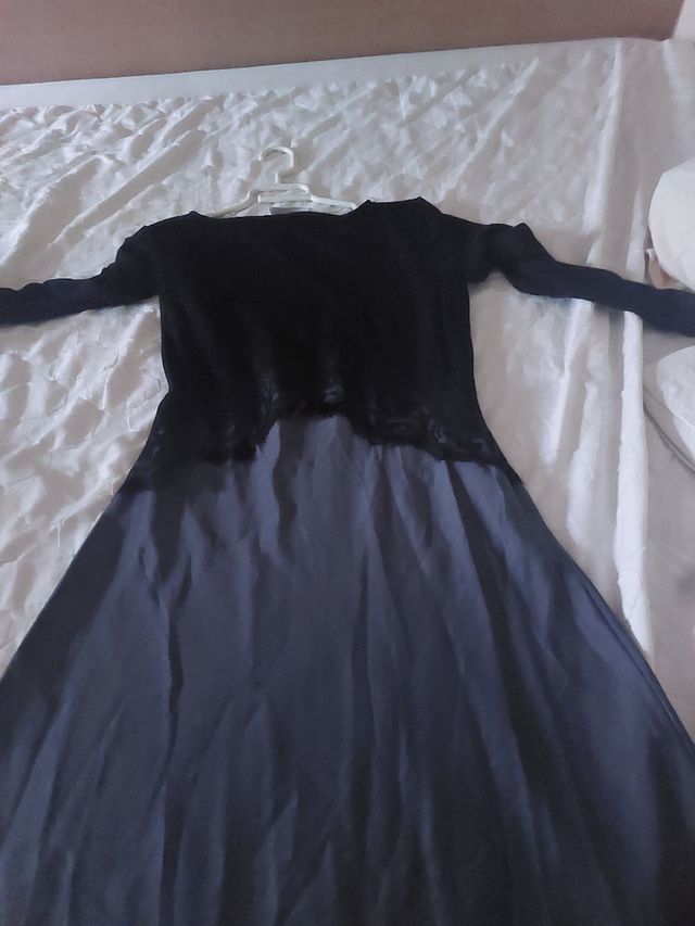 Vestido negro y gris largo