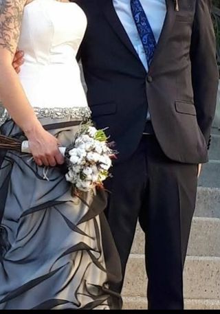 Vestido novia blanco-negro