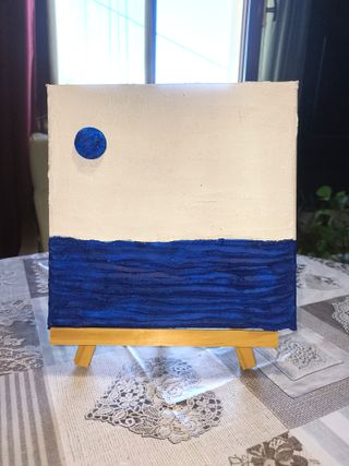 4 Quadri Astratti Pop Art Sole sul mare in rilievo