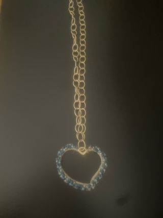 Collar corazón azul y dorado