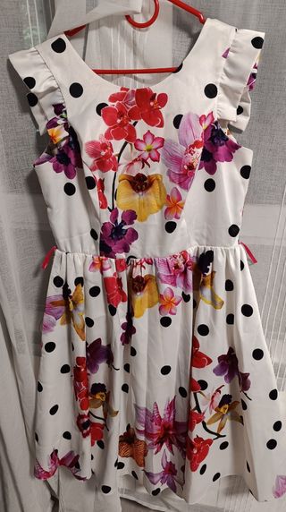 Vestido flores blanco lunares