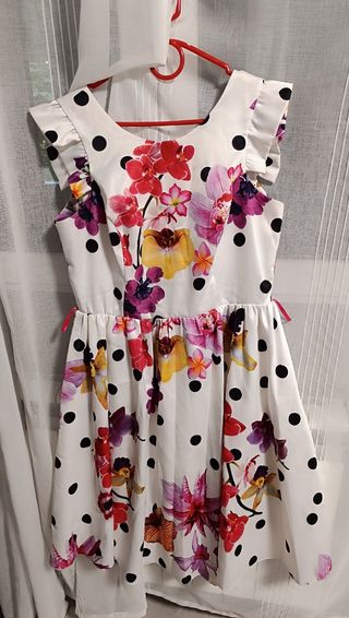 Vestido flores blanco lunares