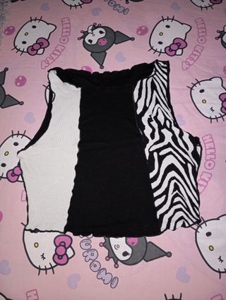 Top Shein cebra blanco y negro