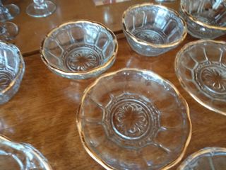 Juego de platos cristal dorado