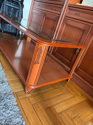 Mesa centro madera cristal