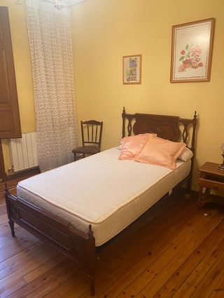 Cama 90 madera maciza.Colchon, somier y cabecero.