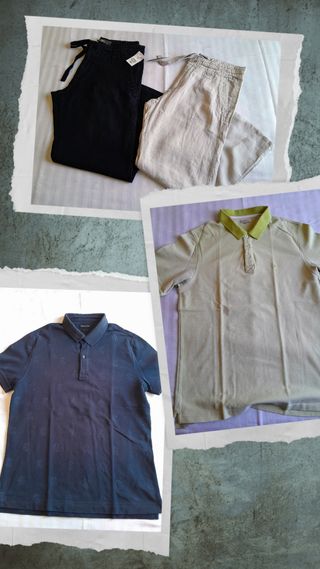 Lote ropa caballero: 2 Pantalones lino+ 2 polos