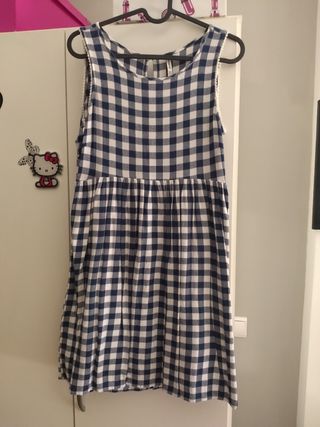Vestido vichy azul y blanco