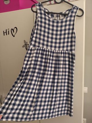 Vestido vichy azul y blanco
