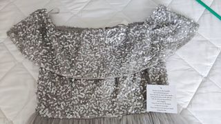 Vestido Maya Deluxe 34 plata lentejuelas