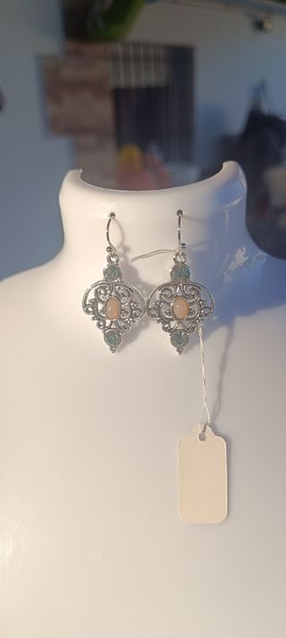 Pendientes Plata con Piedras Rosa