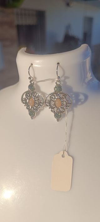 Pendientes Plata con Piedras Rosa